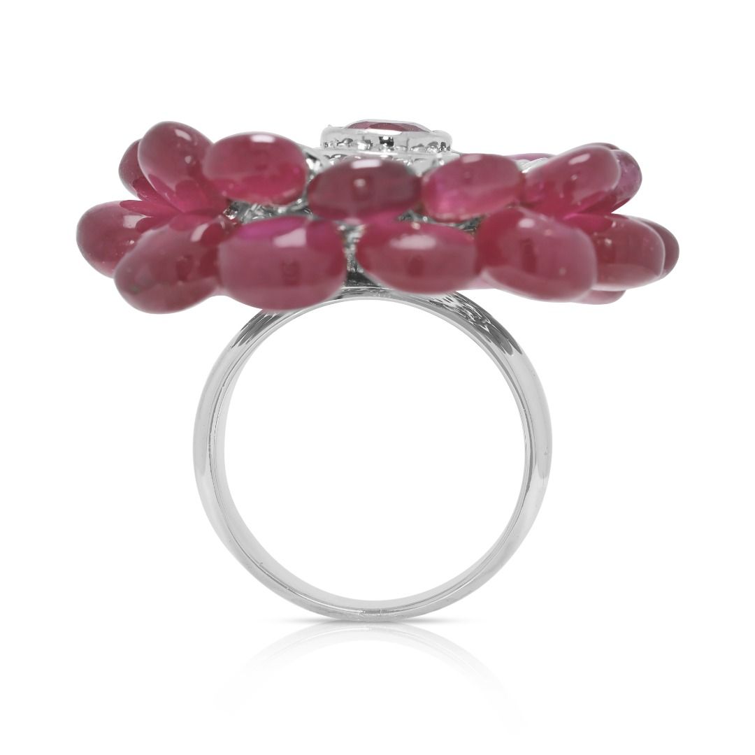 Effulgent 2.48ct Ruby & Natural Diamonds Ring Splendor in 18K White Gold