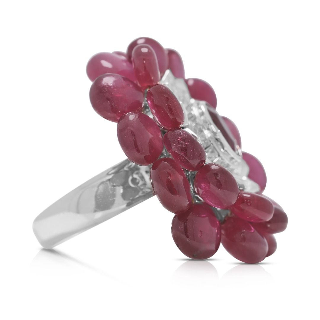 Effulgent 2.48ct Ruby & Natural Diamonds Ring Splendor in 18K White Gold