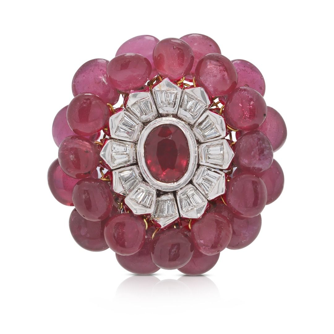 Effulgent 2.48ct Ruby & Natural Diamonds Ring Splendor in 18K White Gold