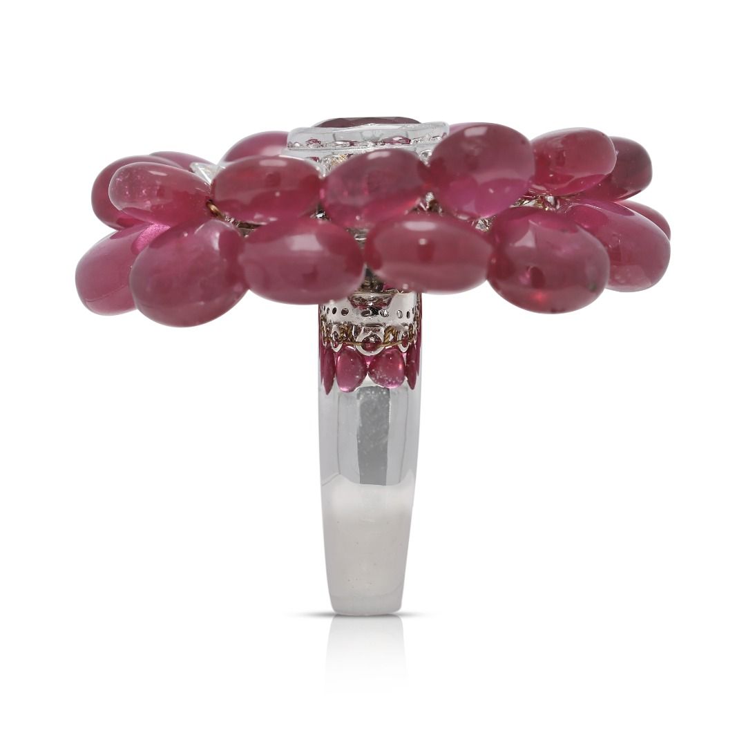 Effulgent 2.48ct Ruby & Natural Diamonds Ring Splendor in 18K White Gold