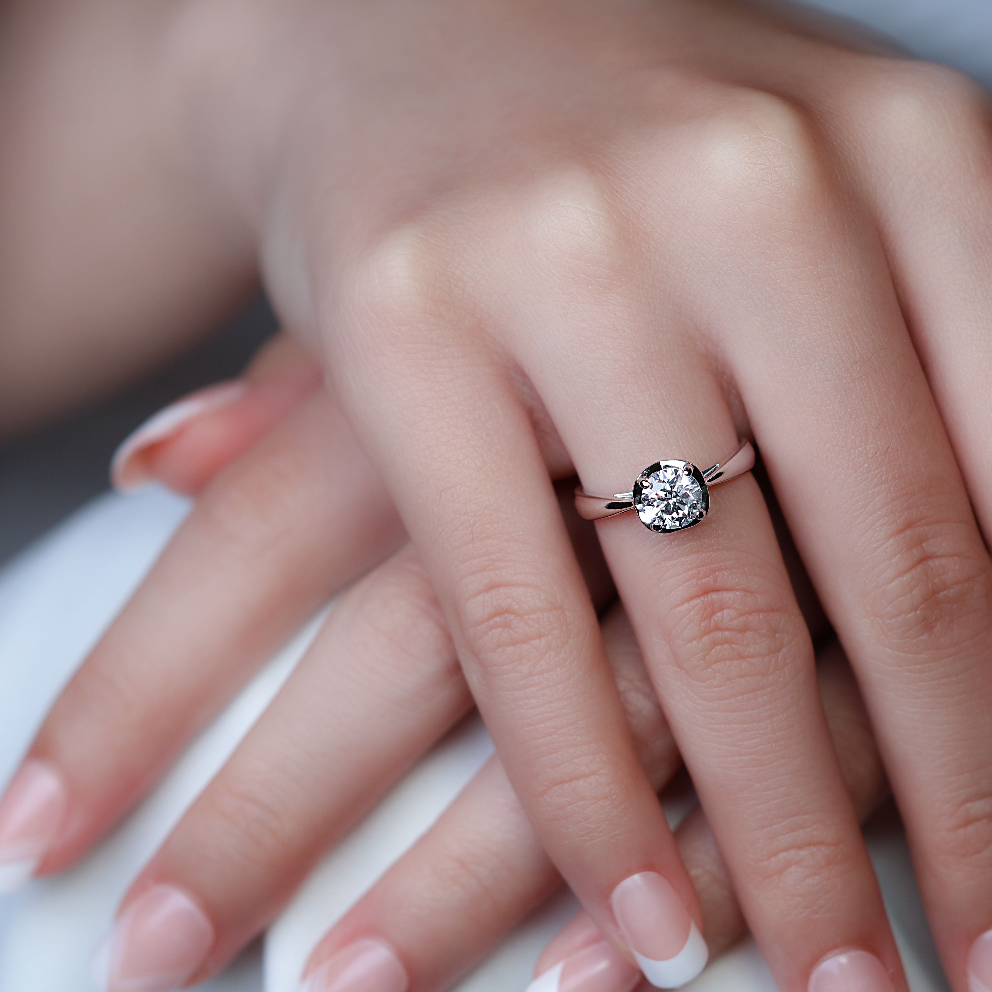 Classic 0.90ct Round Brilliant Natural Diamond Solitaire Ring in 18K White Gold