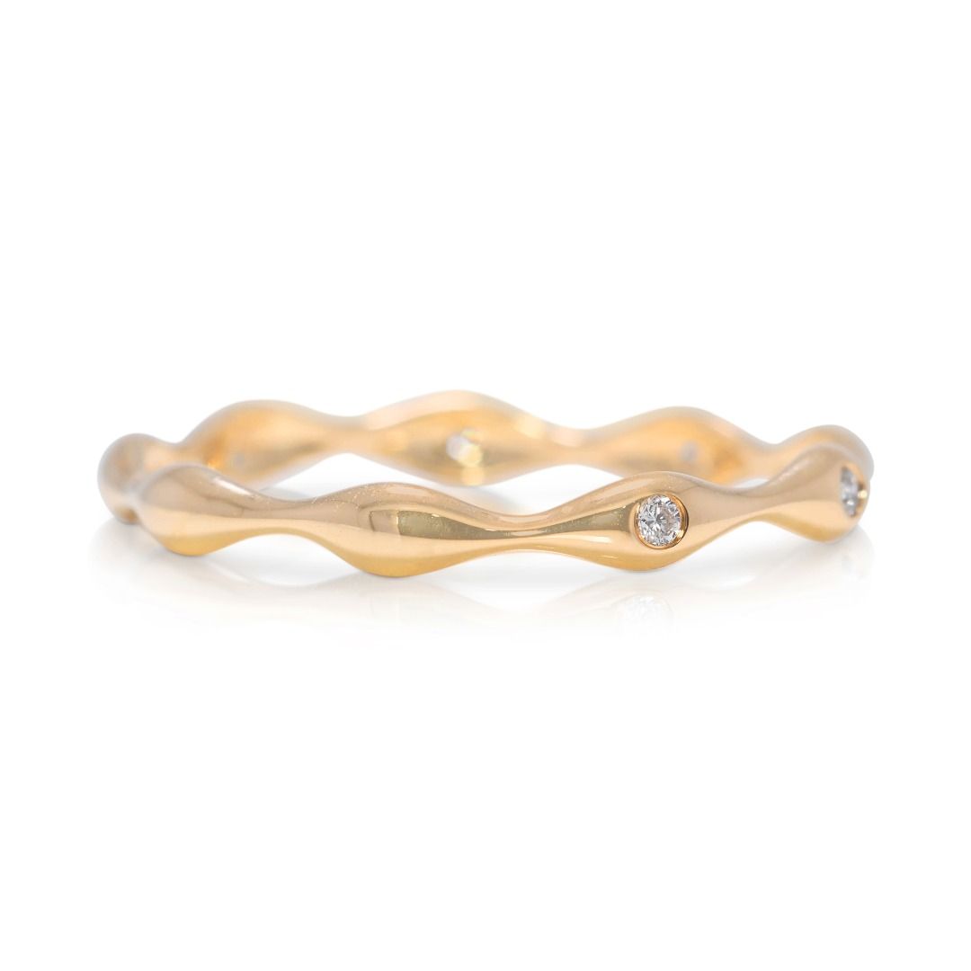 Elegant 0.05ct Natural Diamond 14K Yellow Gold Ring