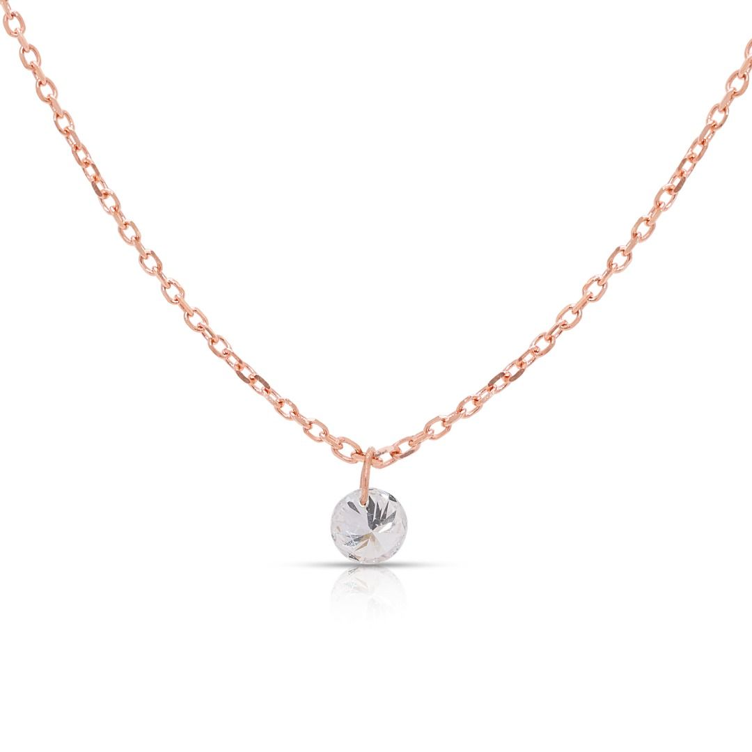 Elegant 0.09ct Natural Diamond Solitaire Necklace in 18K Rose Gold