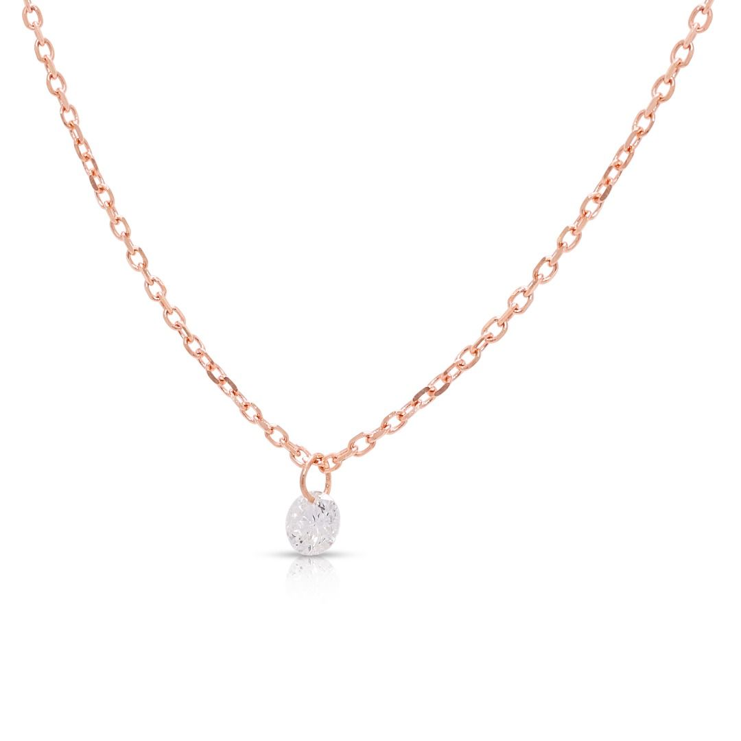 Elegant 0.09ct Natural Diamond Solitaire Necklace in 18K Rose Gold