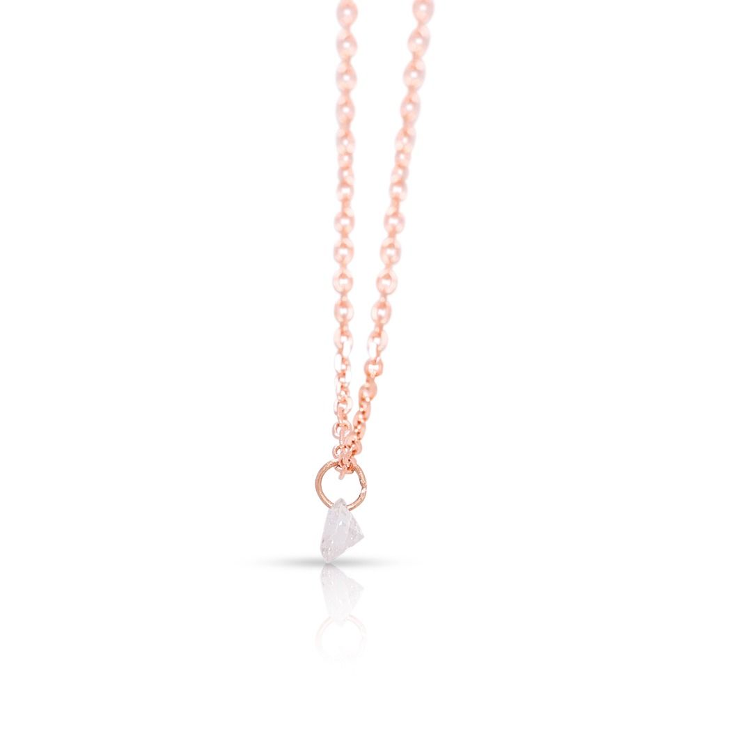 Elegant 0.09ct Natural Diamond Solitaire Necklace in 18K Rose Gold