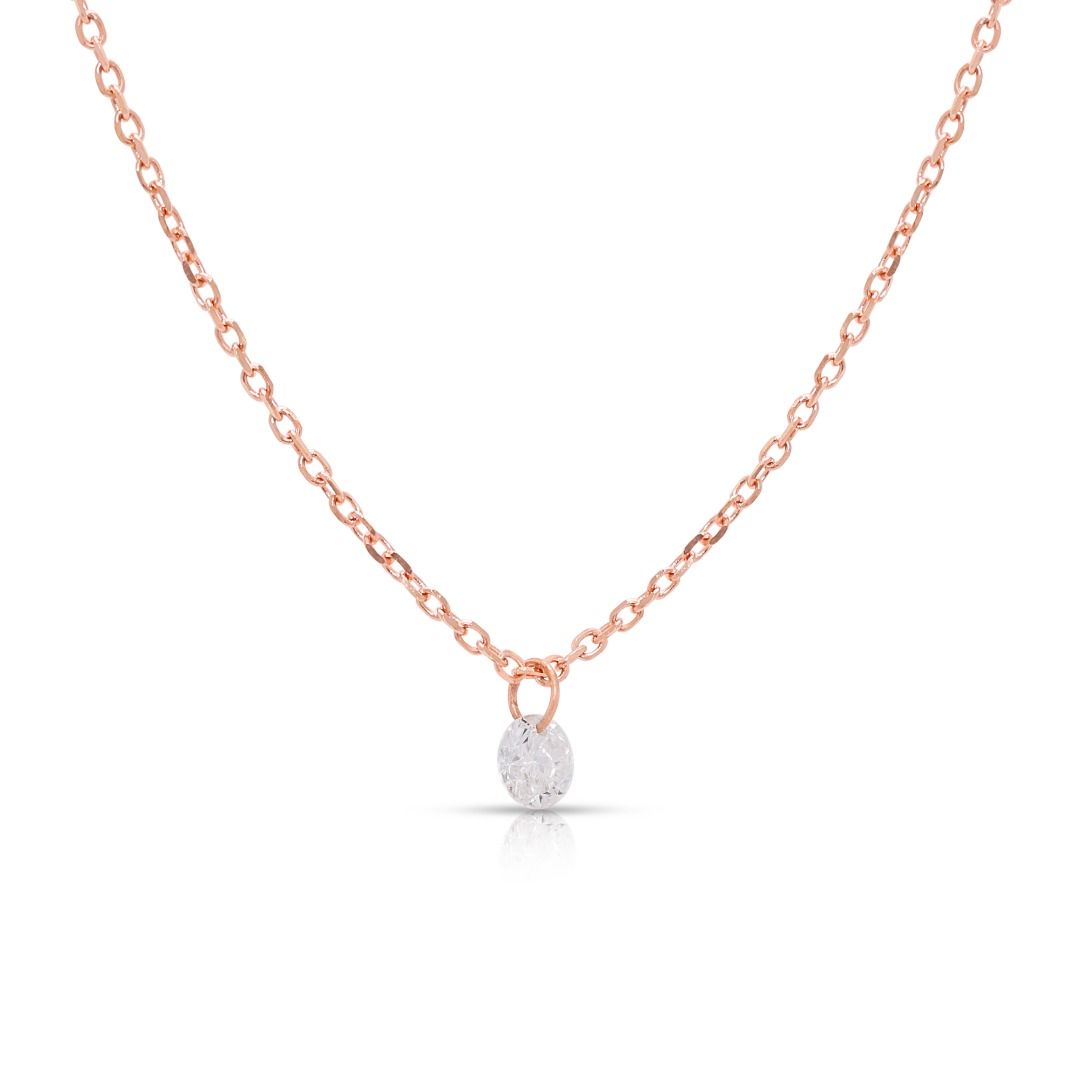 Elegant 0.09ct Natural Diamond Solitaire Necklace in 18K Rose Gold