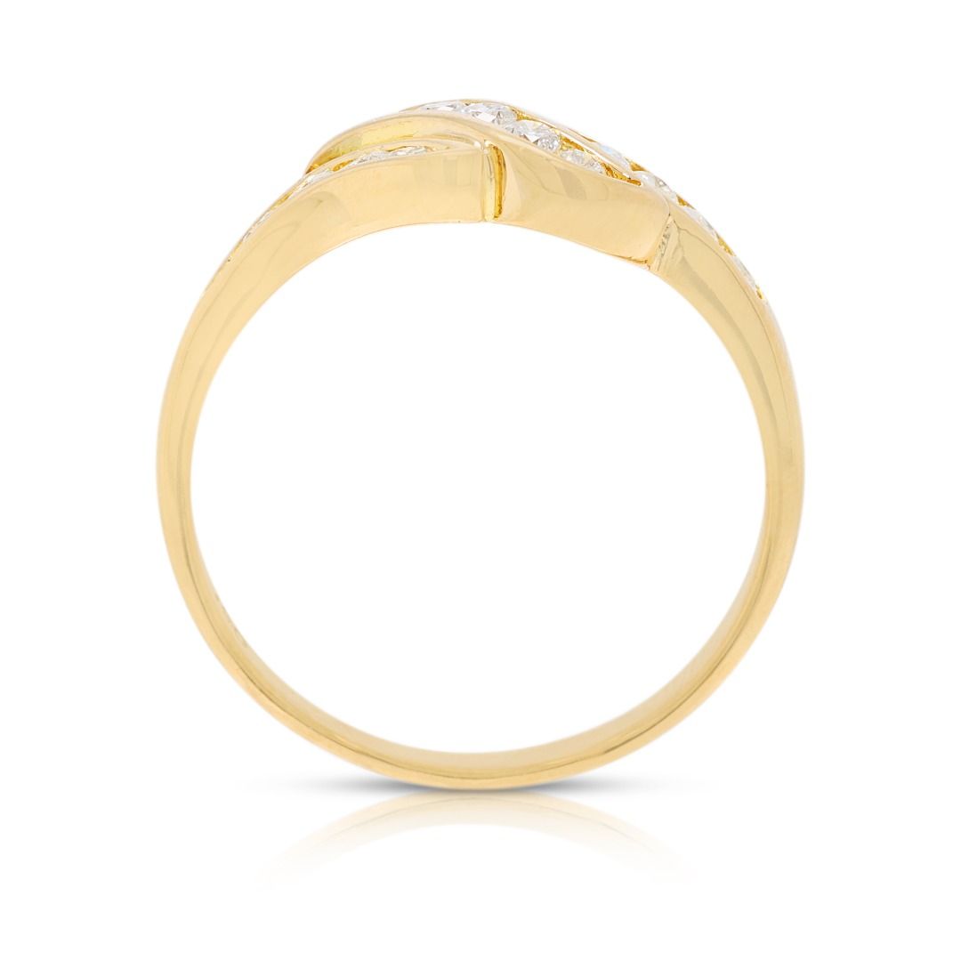 Elegant 0.18ct Diamond Wave Ring in 18K Yellow Gold