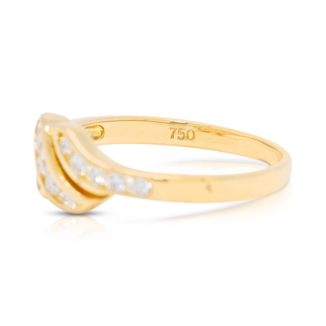 Elegant 0.18ct Diamond Wave Ring in 18K Yellow Gold