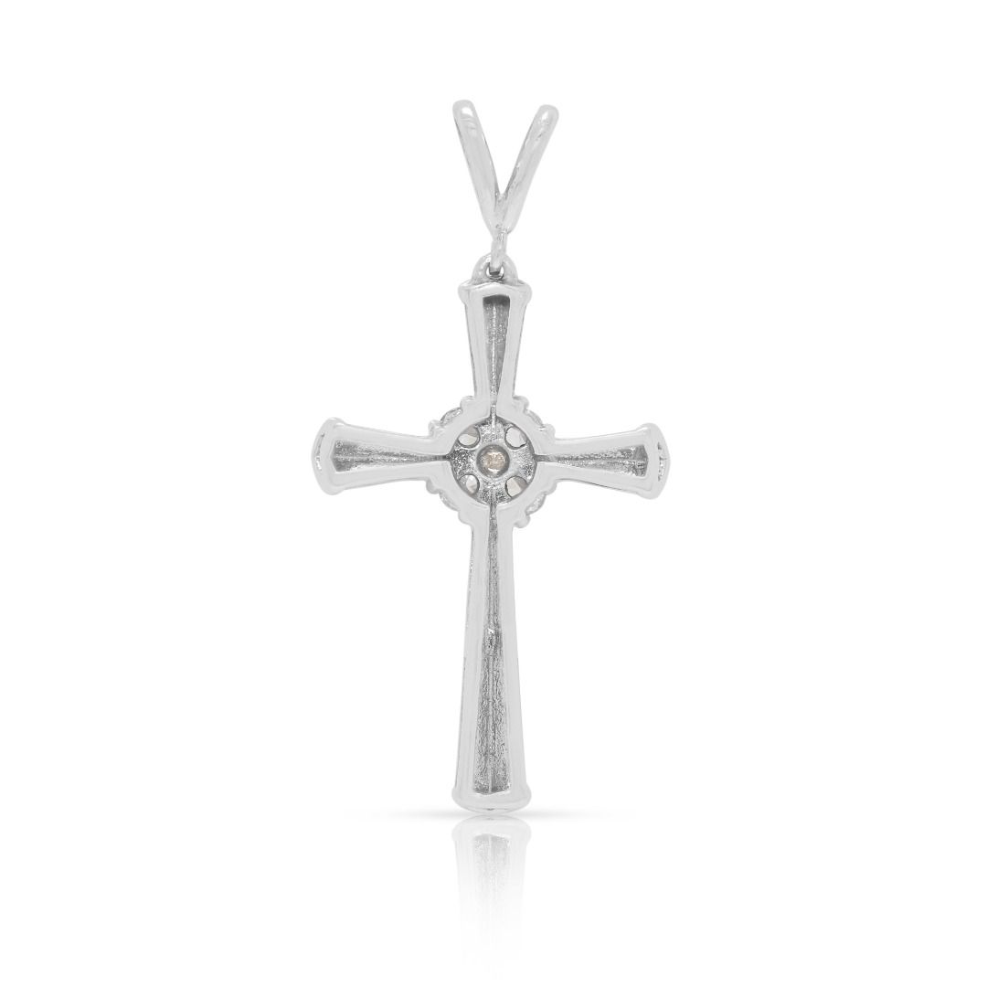 Elegant 0.18ct Natural Diamond Cross Pendant in 18k White Gold