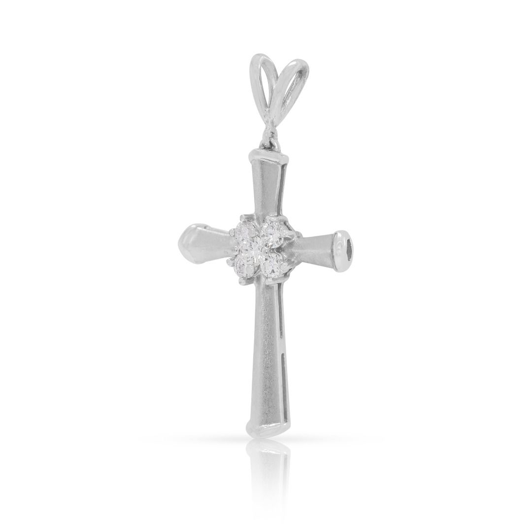 Elegant 0.18ct Natural Diamond Cross Pendant in 18k White Gold