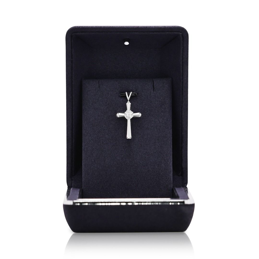 Elegant 0.18ct Natural Diamond Cross Pendant in 18k White Gold