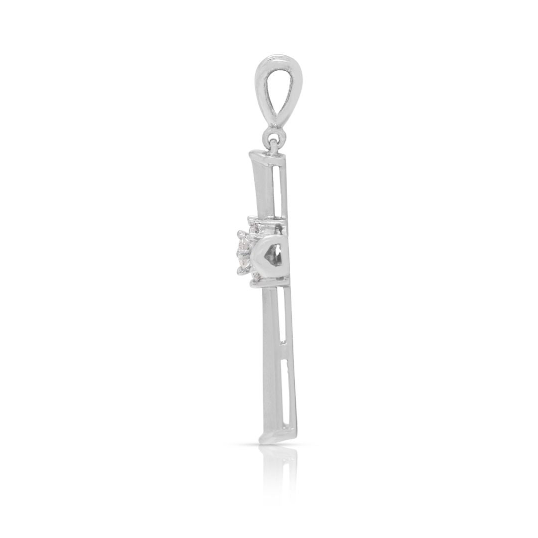 Elegant 0.18ct Natural Diamond Cross Pendant in 18k White Gold