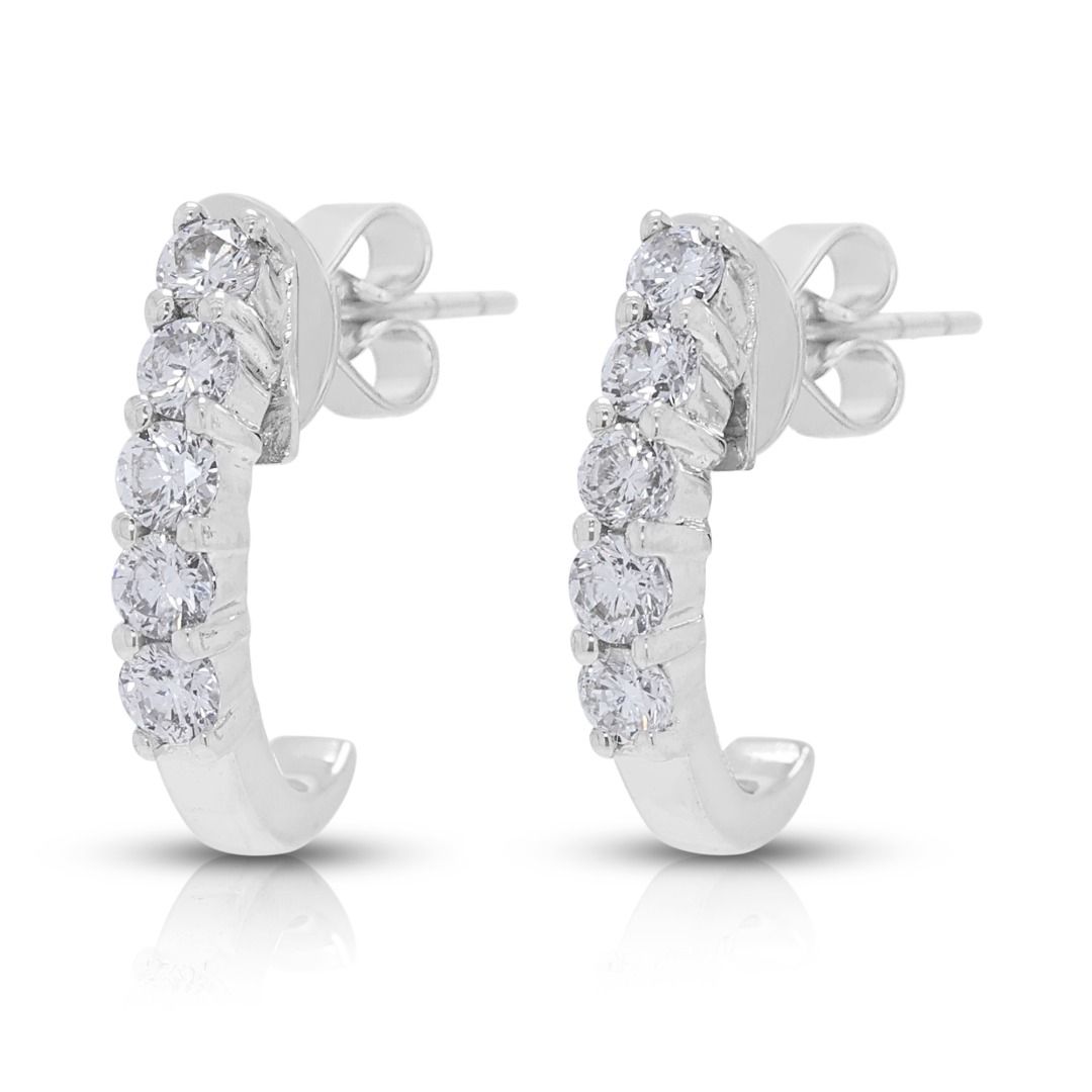 Elegant 0.20ct Diamond Half Hoop Earrings in 18K White Gold (New-Unworn)