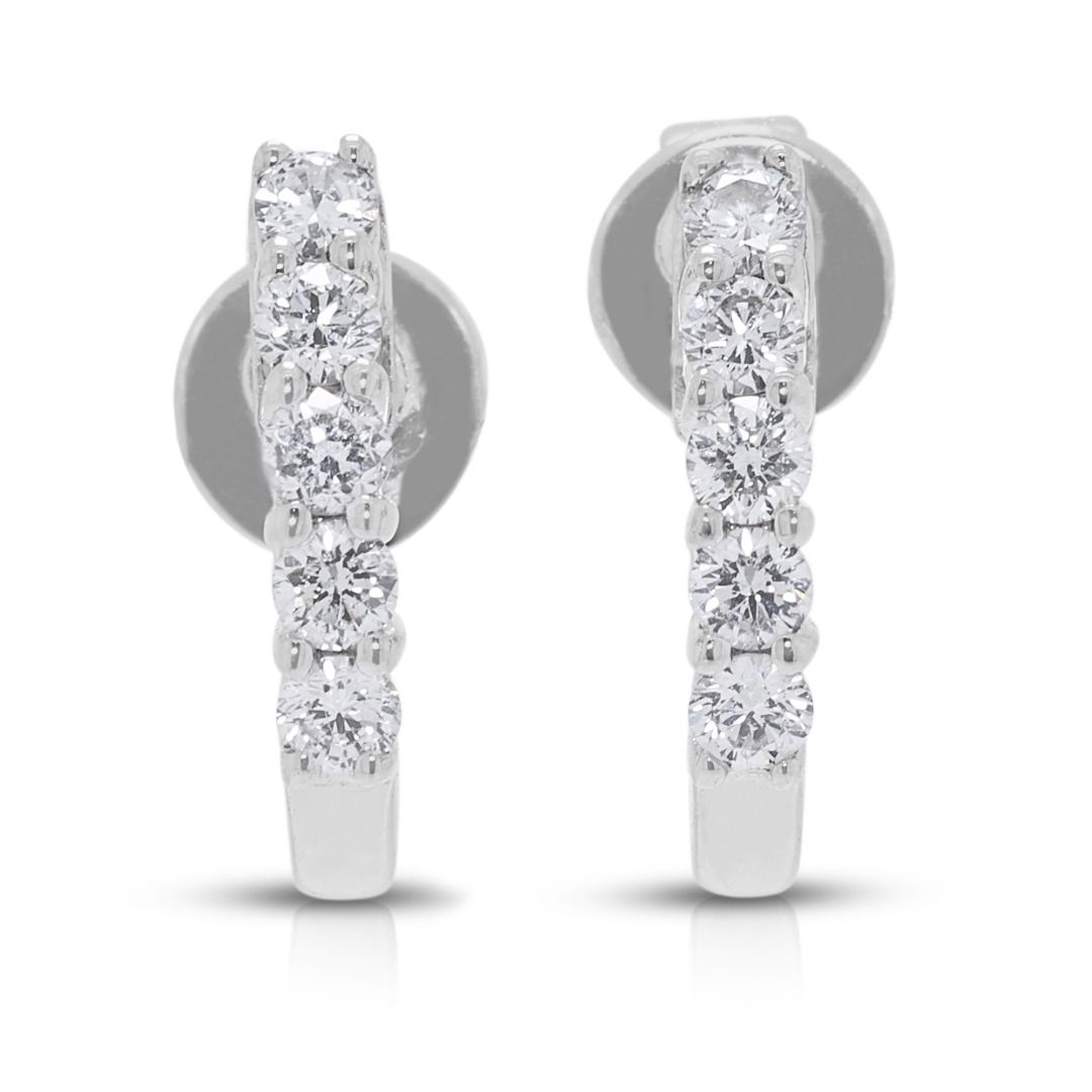 Elegant 0.20ct Diamond Half Hoop Earrings in 18K White Gold (New-Unworn)