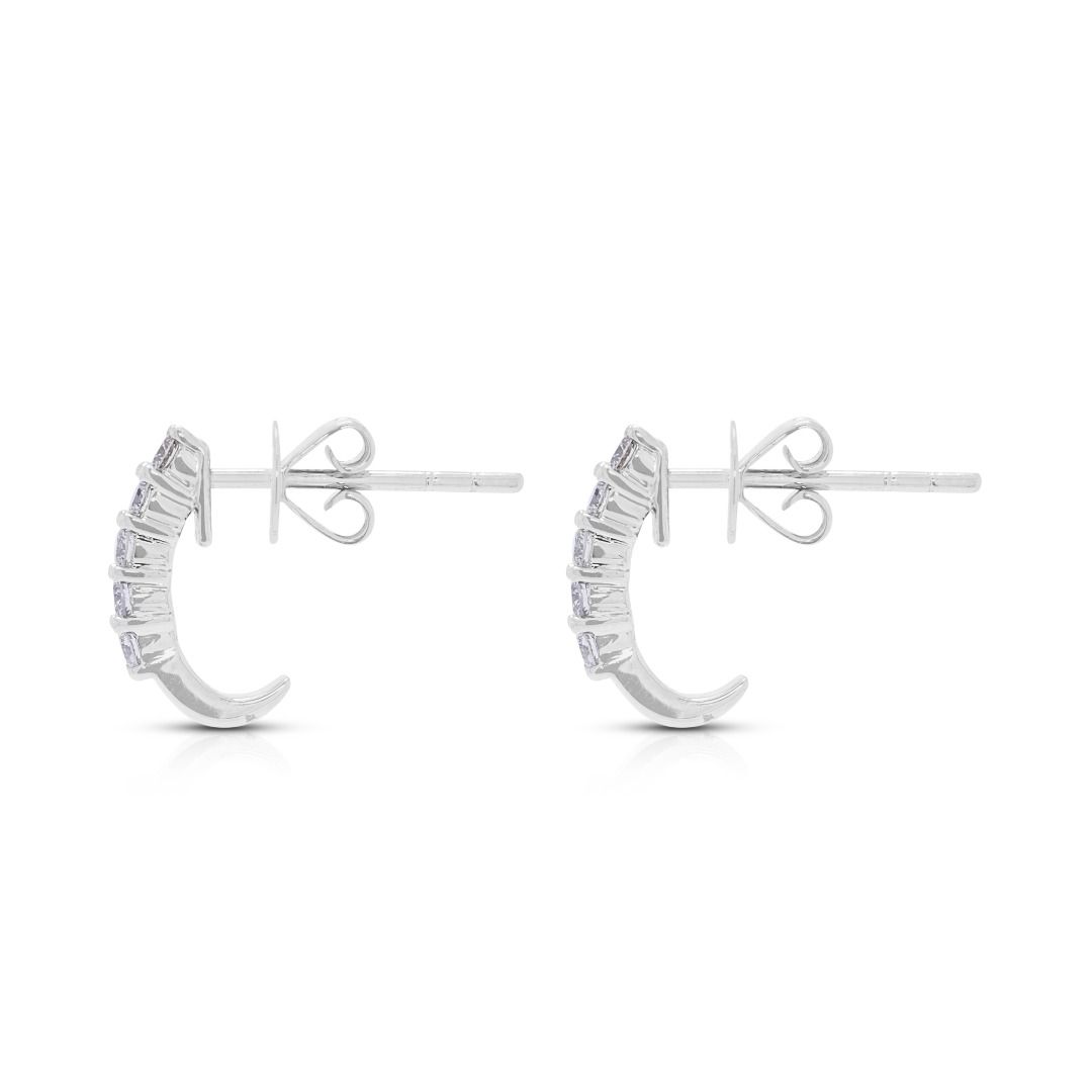 Elegant 0.20ct Diamond Half Hoop Earrings in 18K White Gold (New-Unworn)