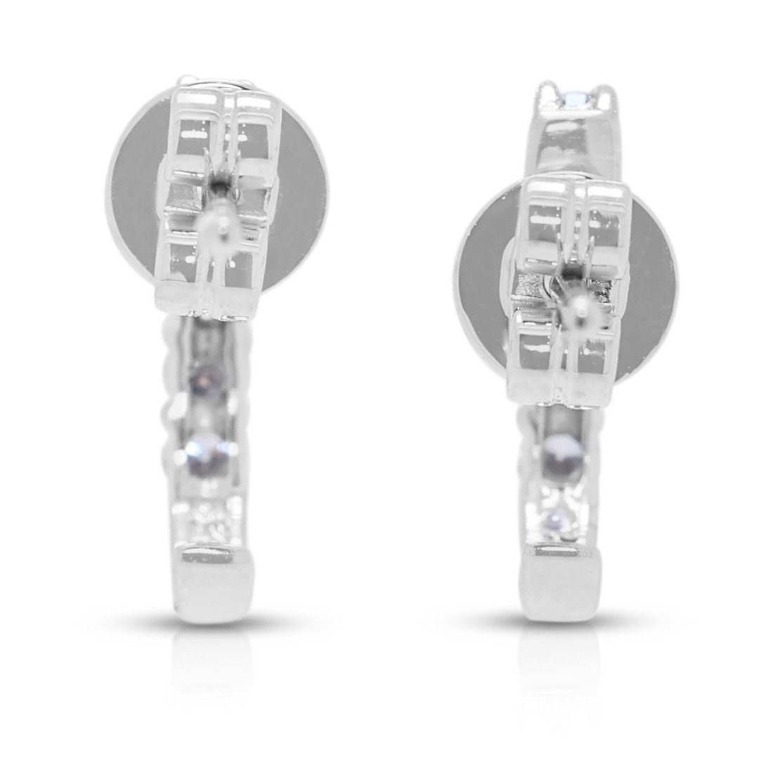 Elegant 0.20ct Diamond Half Hoop Earrings in 18K White Gold (New-Unworn)