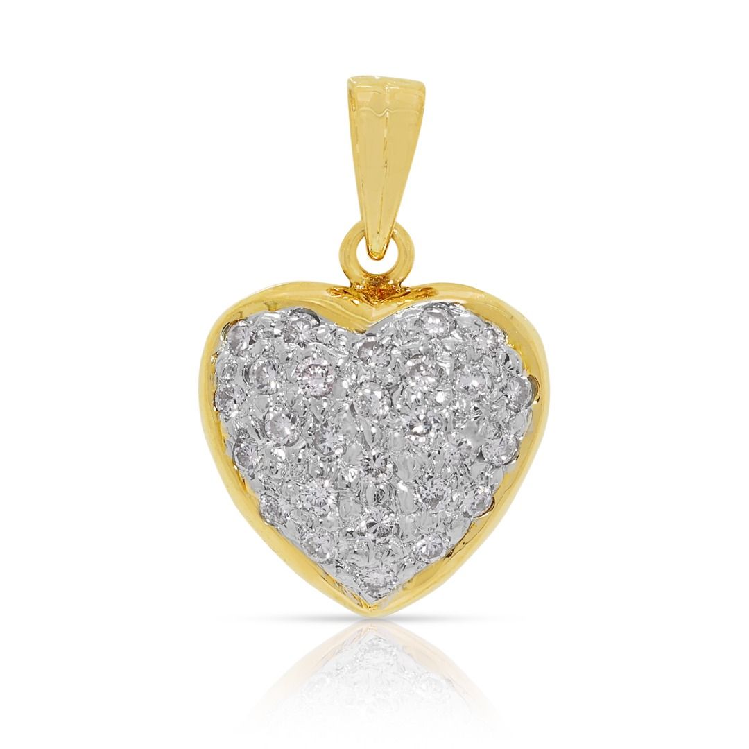 Elegant 0.27ct Natural Diamond Heart 18k Yellow Gold Pendant