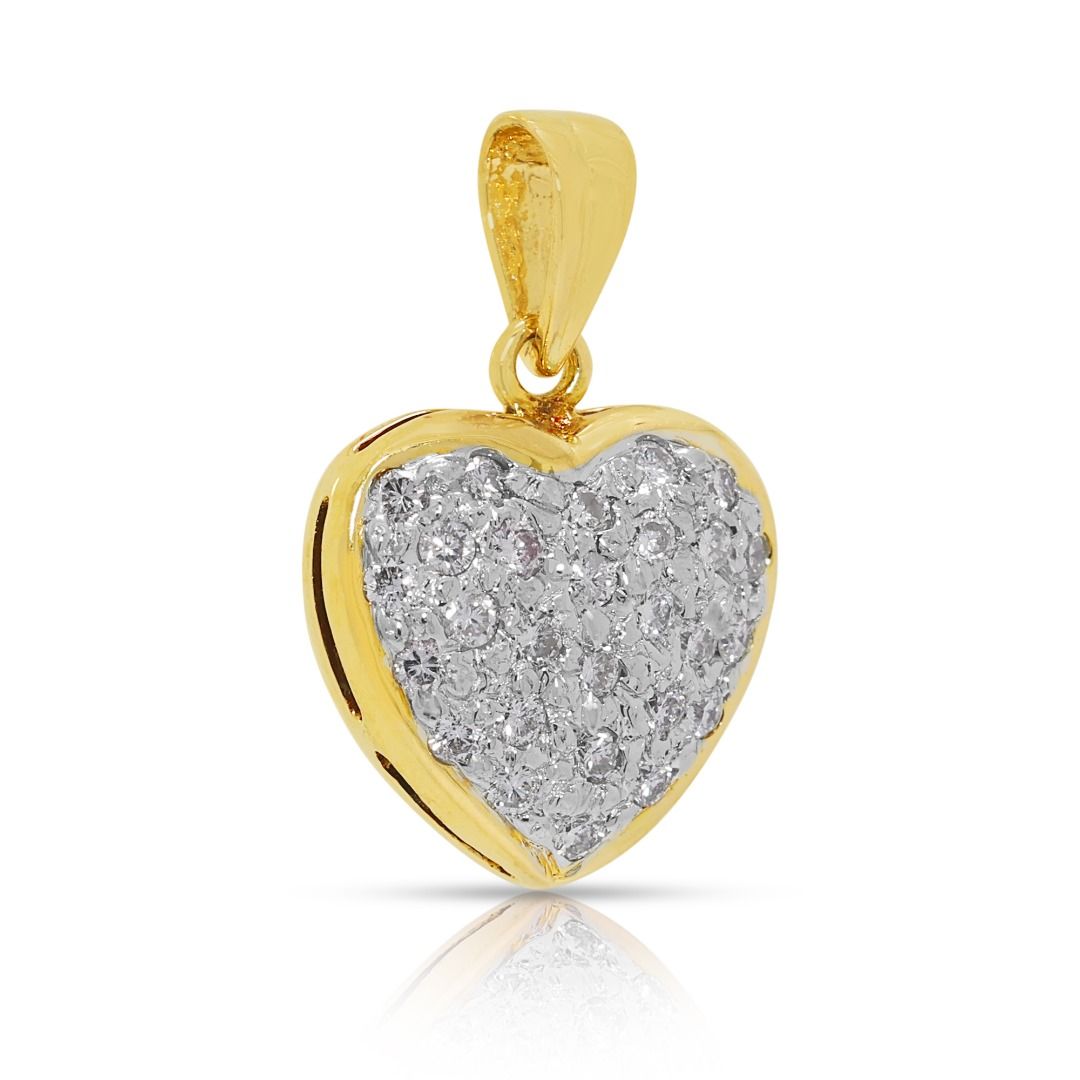Elegant 0.27ct Natural Diamond Heart 18k Yellow Gold Pendant