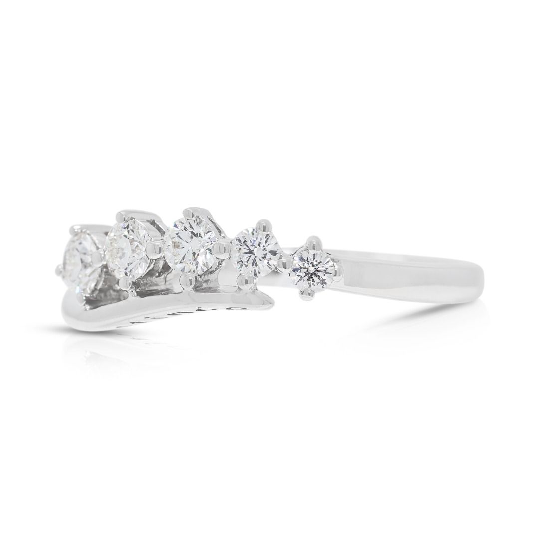 Elegant 0.27ct Natural Diamond Five-Stone Ring in 18K White Gold