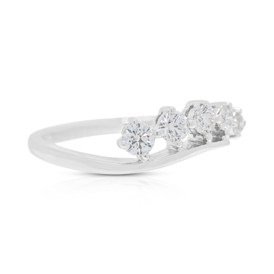 Elegant 0.27ct Natural Diamond Five-Stone Ring in 18K White Gold