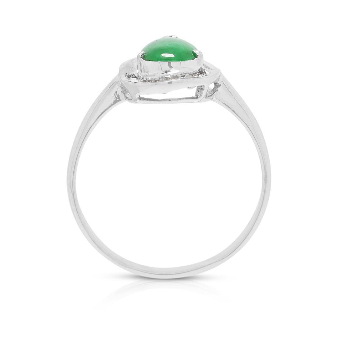 Elegant 0.34ct Emerald & Diamond Halo Ring in 18K White Gold