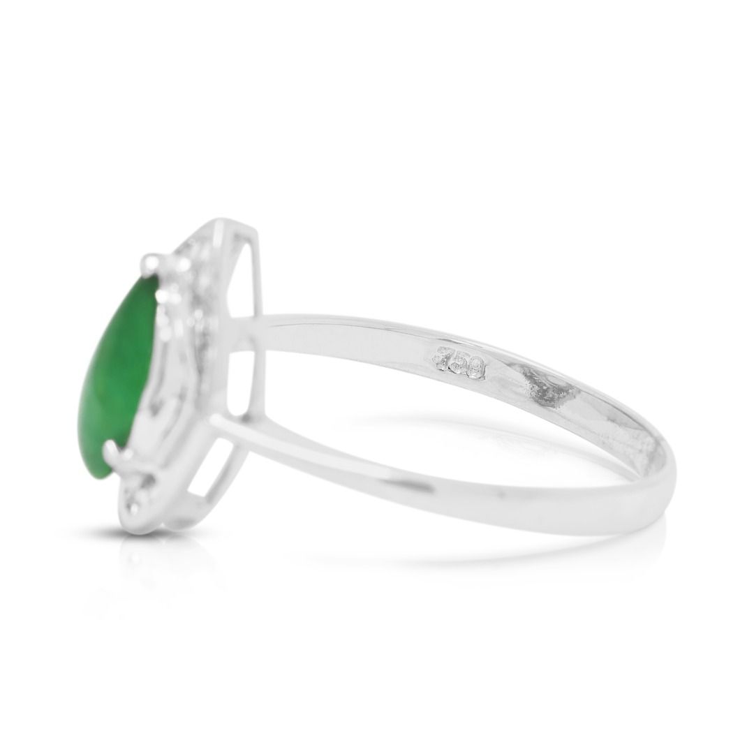 Elegant 0.34ct Emerald & Diamond Halo Ring in 18K White Gold