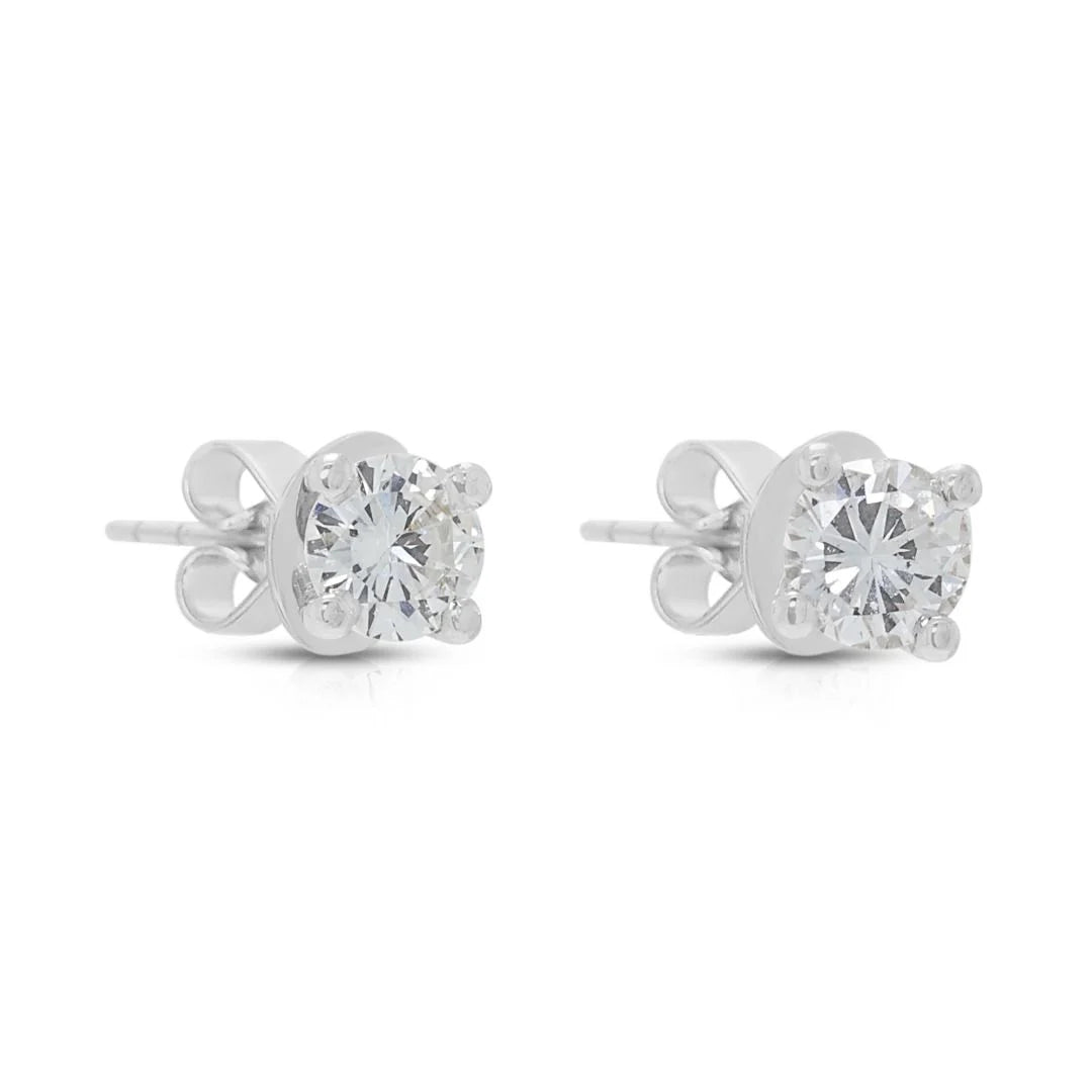 Elegant 0.36ct Natural Diamond Stud Earrings in 18K White Gold