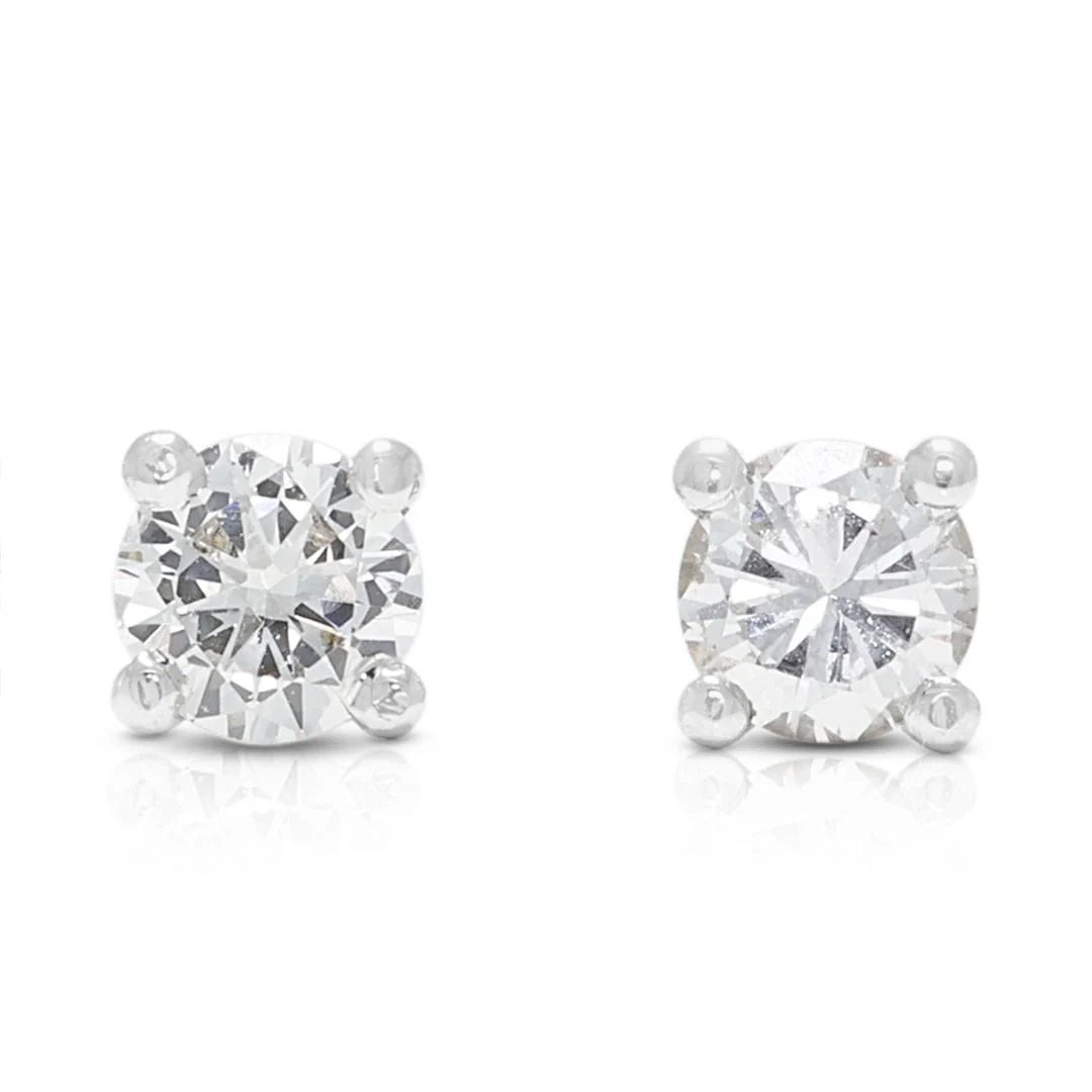 Elegant 0.36ct Natural Diamond Stud Earrings in 18K White Gold