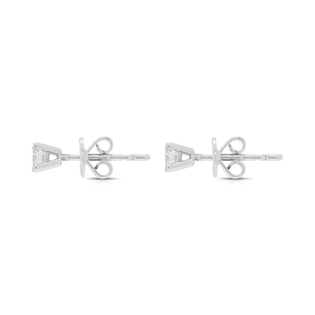 Elegant 0.36ct Natural Diamond Stud Earrings in 18K White Gold