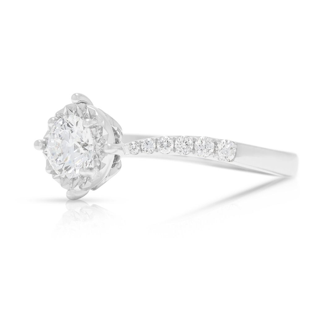 Elegant 0.56ct Natural Diamond Halo Ring in 18K White Gold - GIA Certified