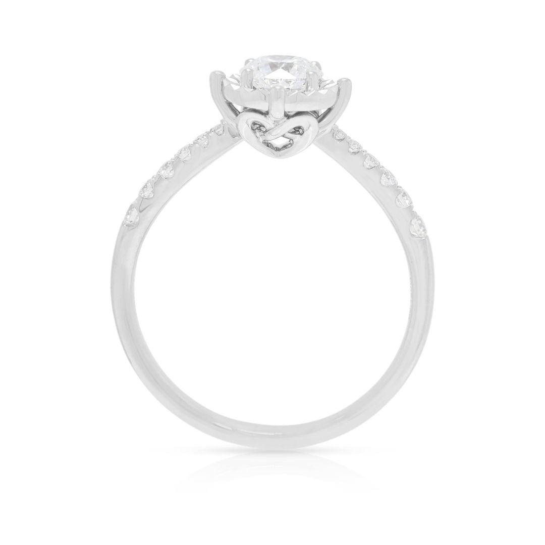 Elegant 0.56ct Natural Diamond Halo Ring in 18K White Gold - GIA Certified