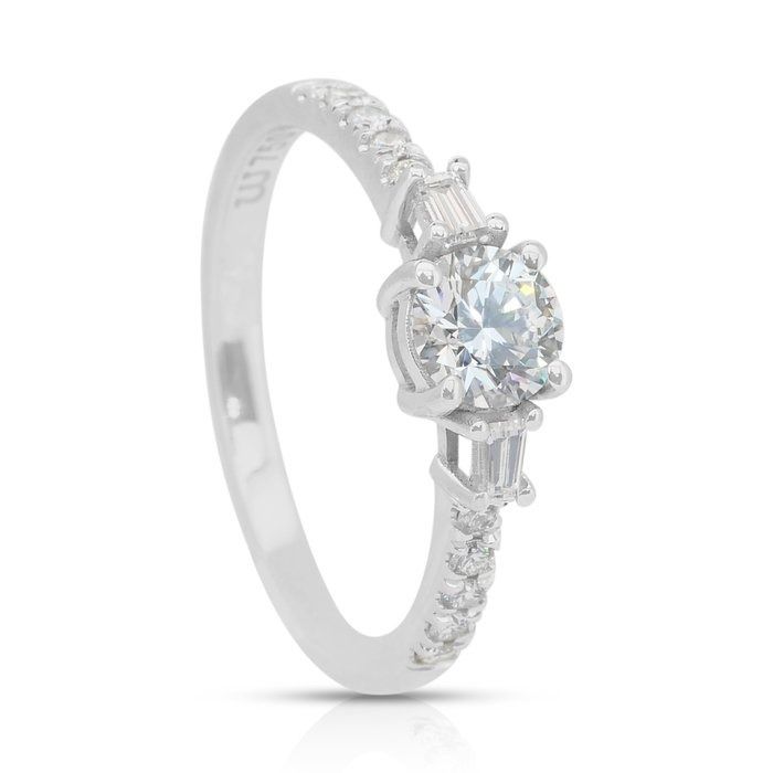 Elegant 0.78ct Diamonds Pave Ring in 18k White Gold - IGI Certified