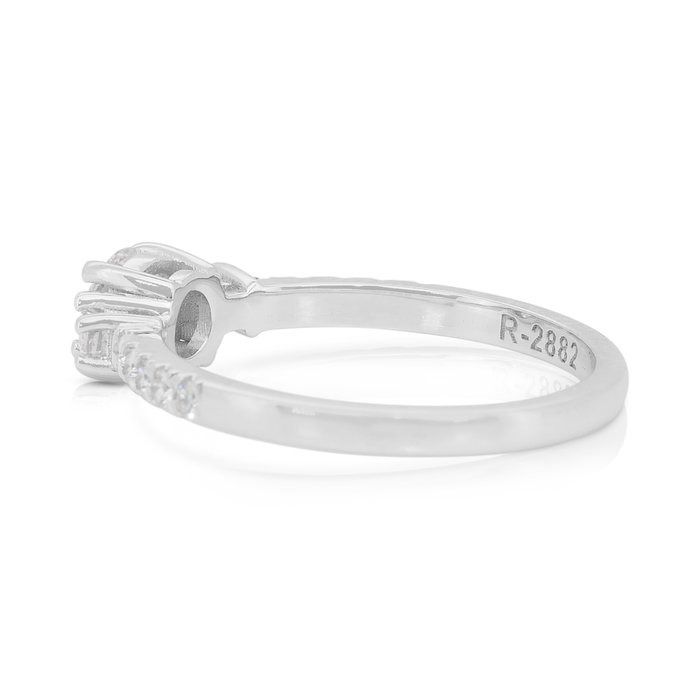 Elegant 0.78ct Diamonds Pave Ring in 18k White Gold - IGI Certified