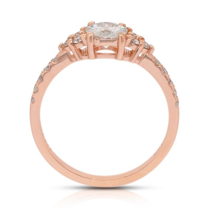 Elegant 0.88ct Diamonds Pave Ring in 18k Rose Gold - IGI Certified