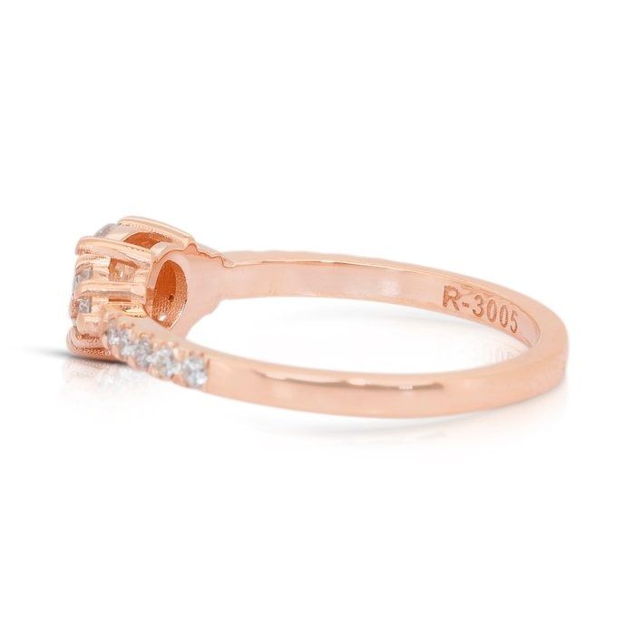 Elegant 0.88ct Diamonds Pave Ring in 18k Rose Gold - IGI Certified