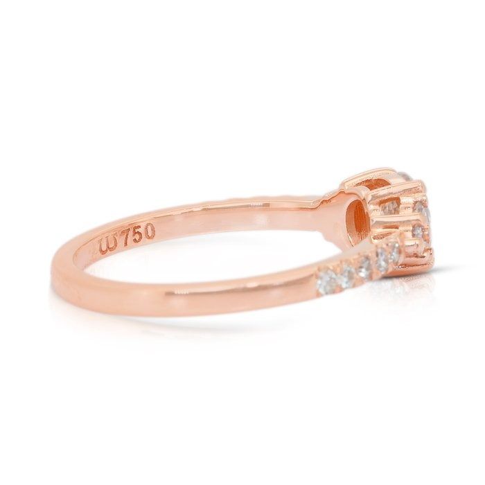 Elegant 0.88ct Diamonds Pave Ring in 18k Rose Gold - IGI Certified