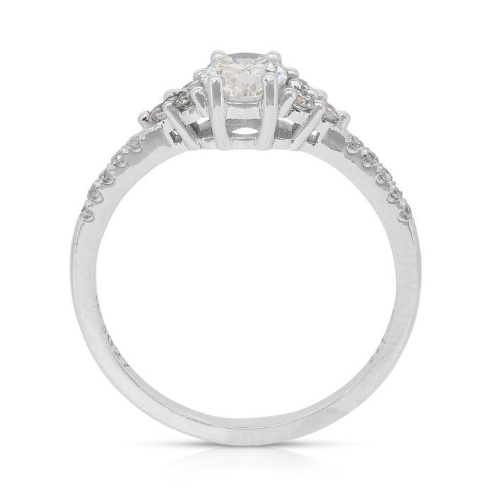 Elegant 0.89ct Diamonds Pave Ring in 18k White Gold - IGI Certified