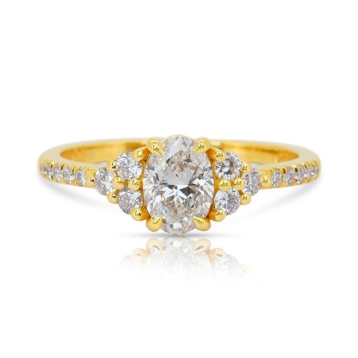 Elegant 1.00ct Diamonds Ring in 18k Yellow Gold - IGI Certified
