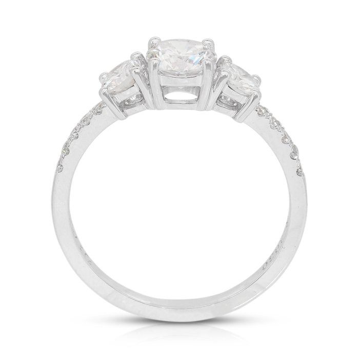 Elegant 1.10ct Diamonds 3-Stone Ring in 18k White Gold - IGI Certified