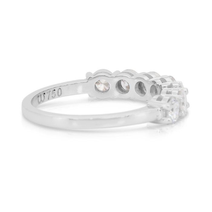 Elegant 1.10ct Diamonds Half-Eternity Ring in 18k White Gold - IGI Certified