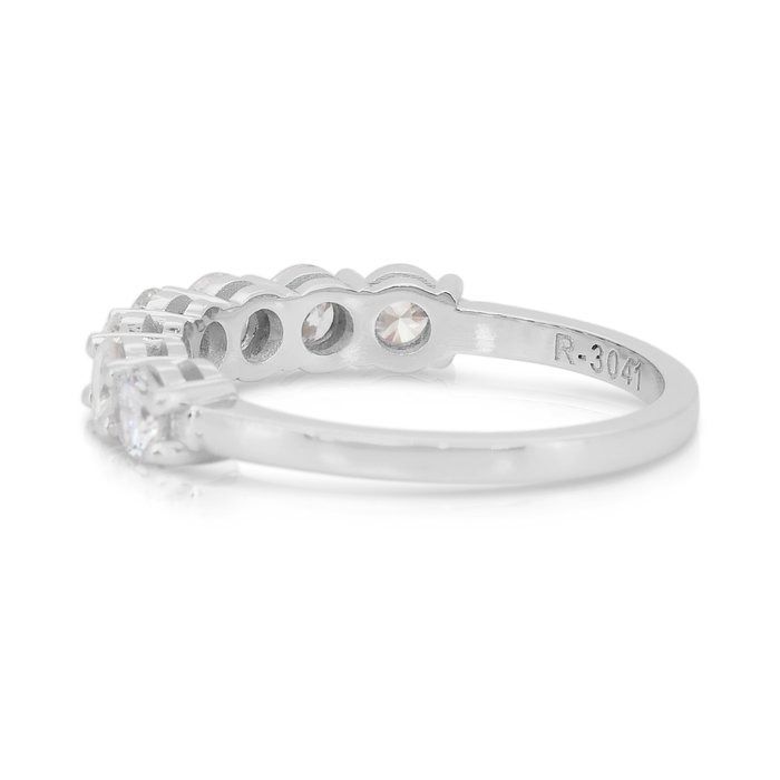 Elegant 1.10ct Diamonds Half-Eternity Ring in 18k White Gold - IGI Certified