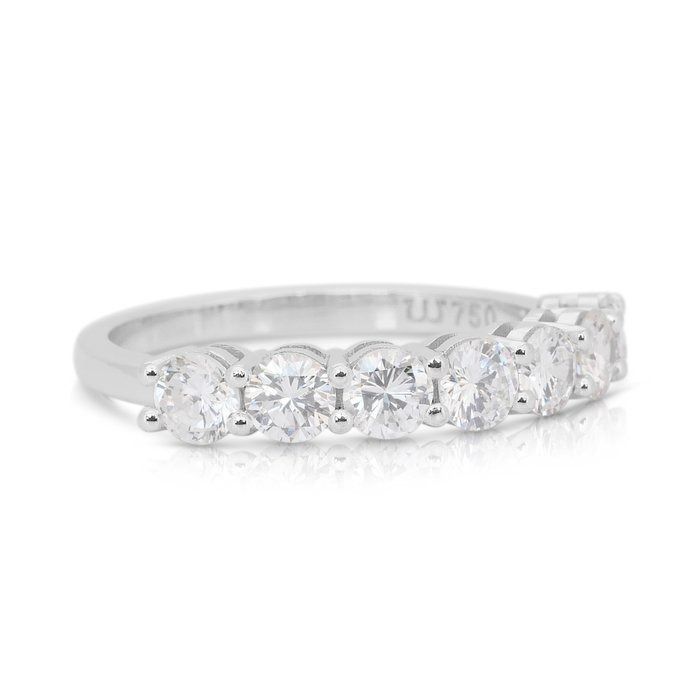 Elegant 1.10ct Diamonds Half-Eternity Ring in 18k White Gold - IGI Certified