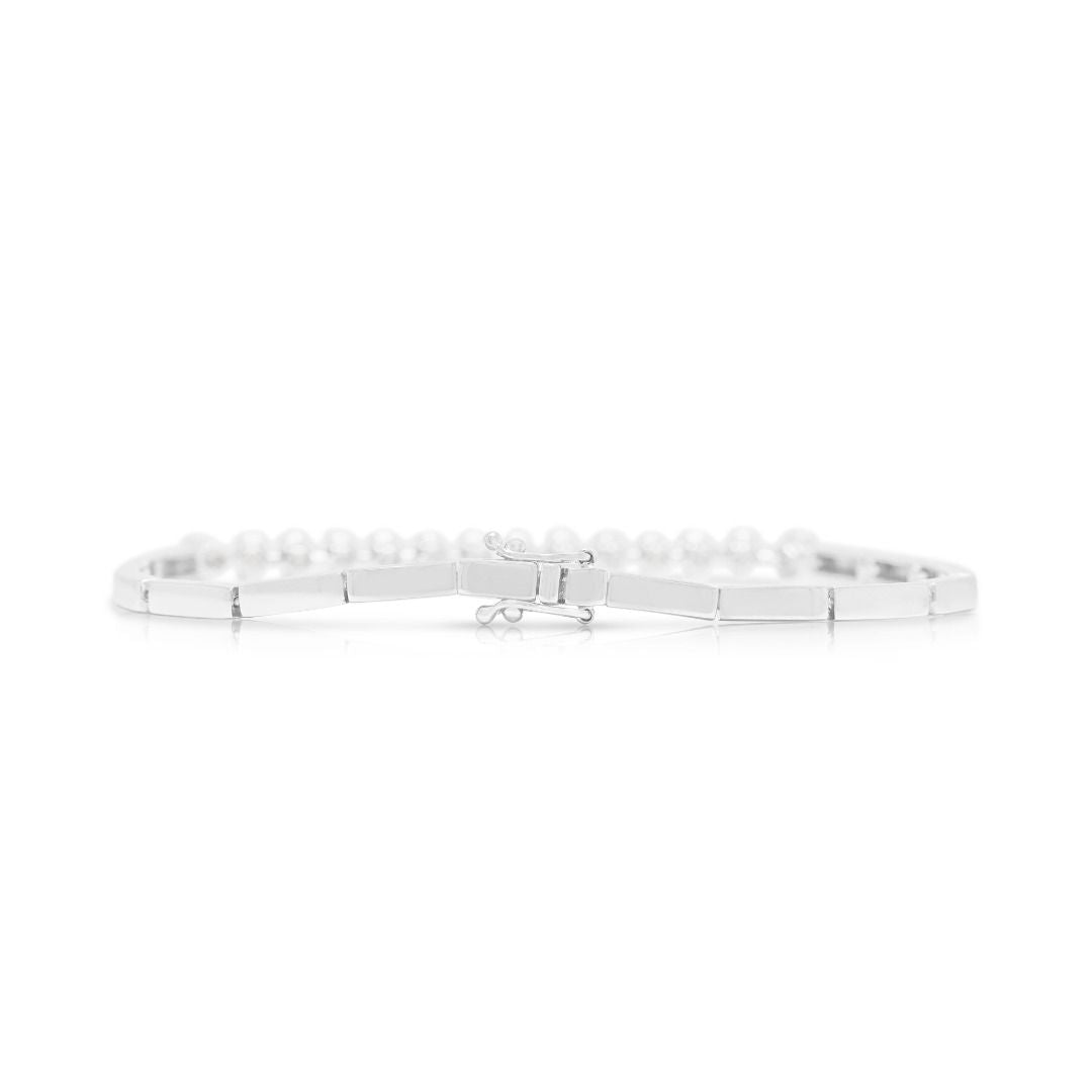 Elegantes Armband mit 1,12 Karat natürlichen, runden Brillanten aus 18K Weißgold