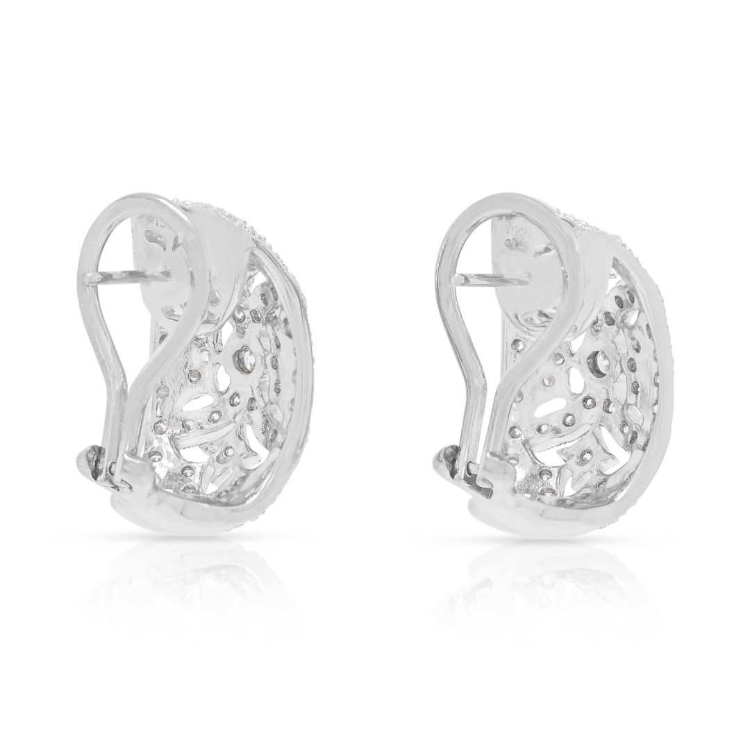 Elegant 1.14ct Round Brilliant Diamond Vintage Filigree Earrings in Platinum