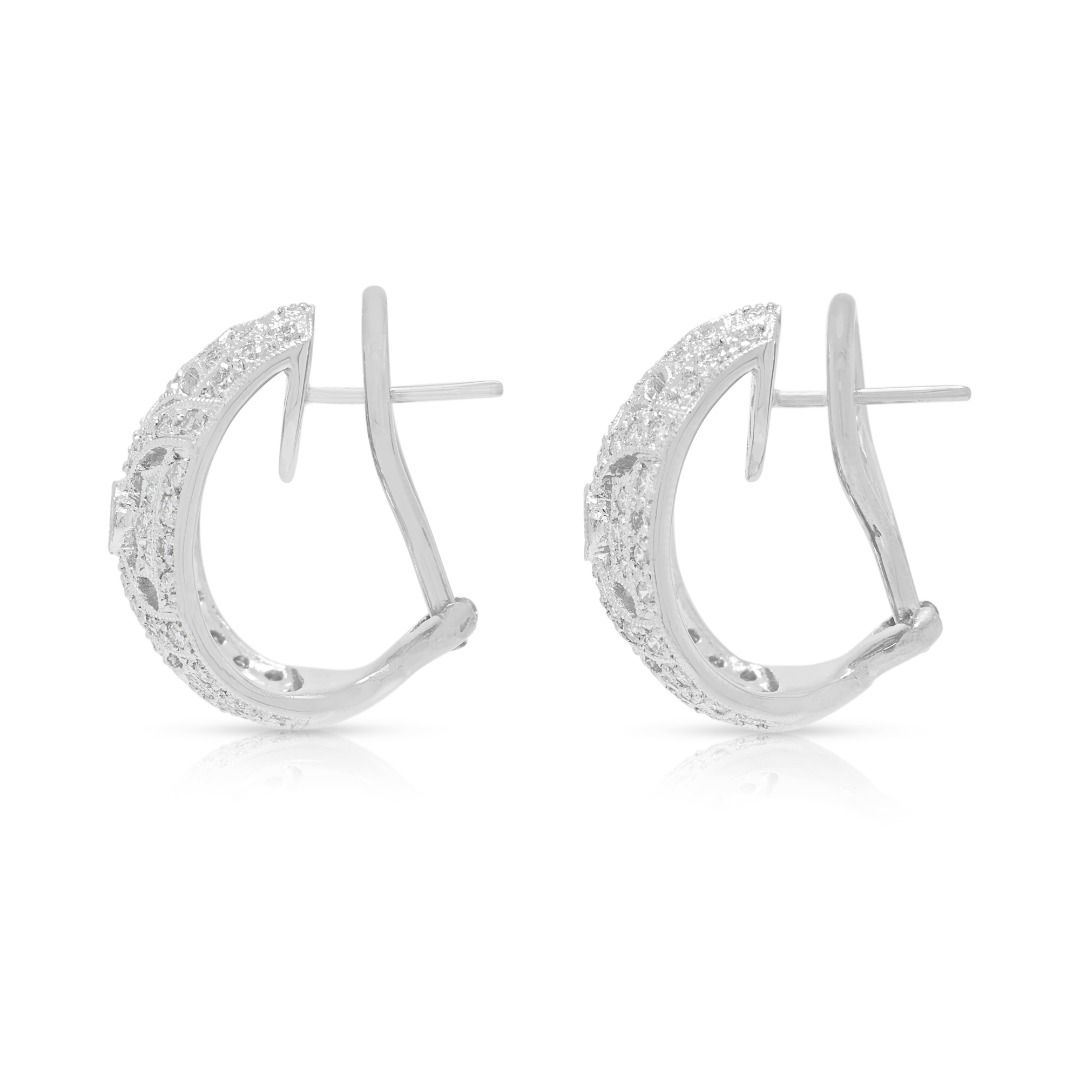 Elegant 1.14ct Round Brilliant Diamond Vintage Filigree Earrings in Platinum