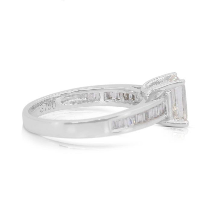 Elegant 1.20ct Diamonds Pave Ring in 18k White Gold - IGI Certified