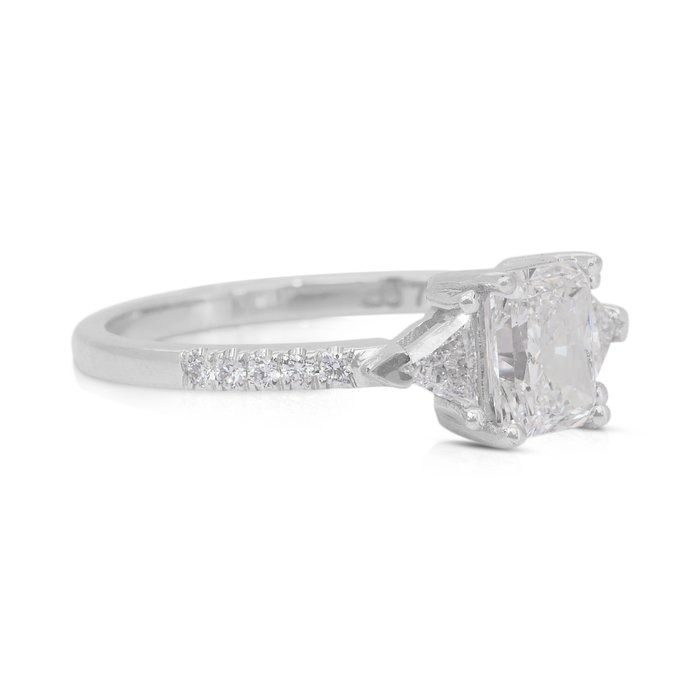 Elegant 1.33ct Diamonds 3-Stone Ring in 18k White Gold - IGI Certified