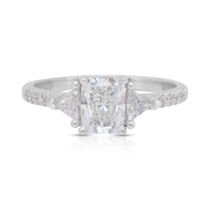 Elegant 1.33ct Diamonds 3-Stone Ring in 18k White Gold - IGI Certified