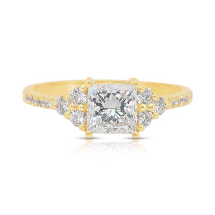 Elegant 1.36ct Diamonds Ring in 18k Yellow Gold - IGI Certified
