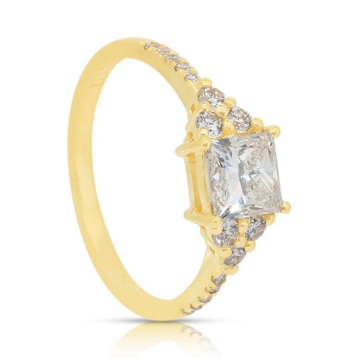 Elegant 1.36ct Diamonds Ring in 18k Yellow Gold - IGI Certified